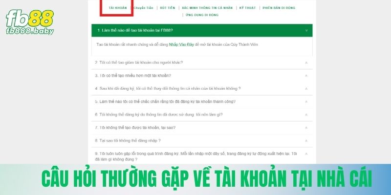 Các câu hỏi liên quan tới tài khoản thành viên