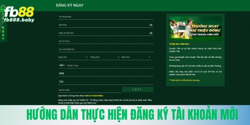Hướng dẫn thực hiện đăng ký tài khoản mới